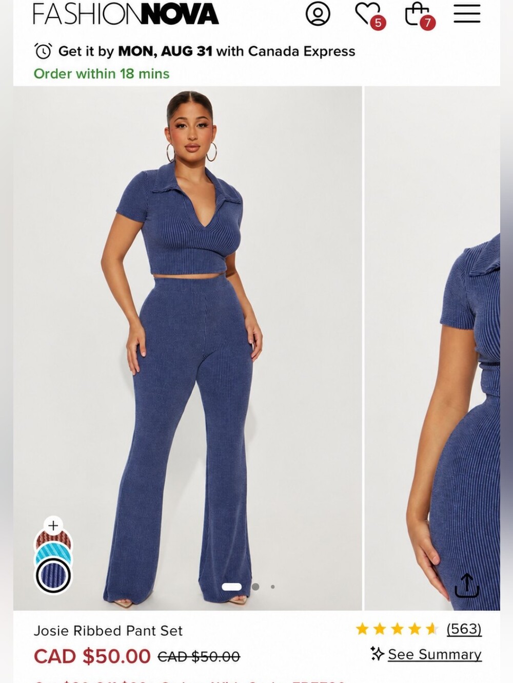 Fashion Nova Josie Ribbed Pant Set Large